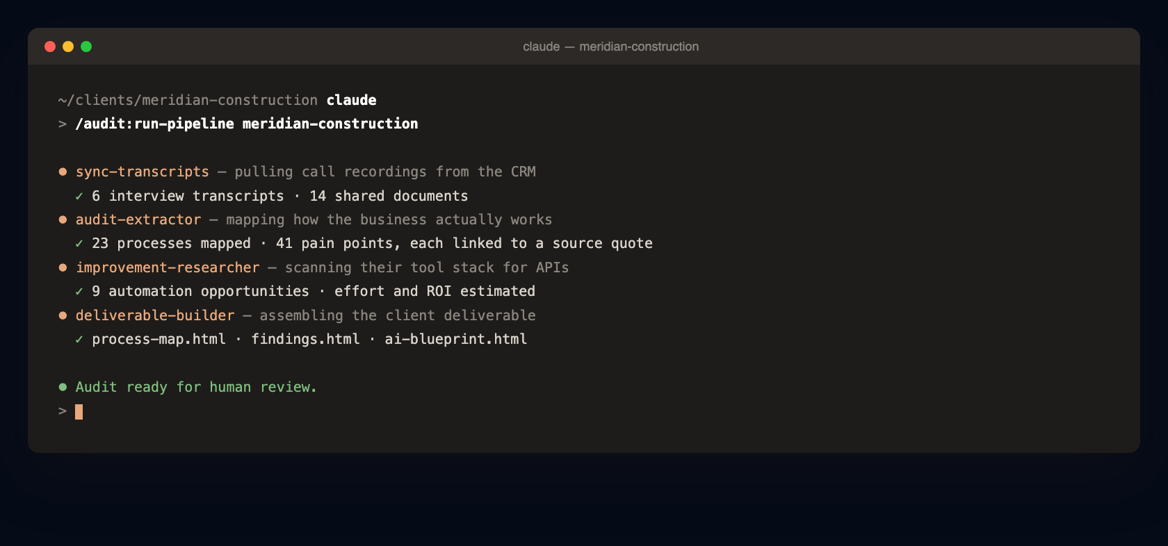 The audit plugin running in Claude Code